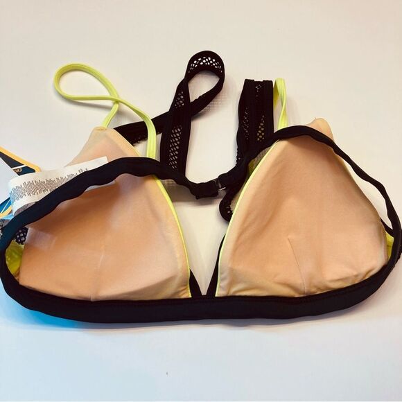 Fabletics Neon Costa Mesh Layer‎ Triangle Bikini Top Removable Cups Sz Large NEW - Picture 9 of 15